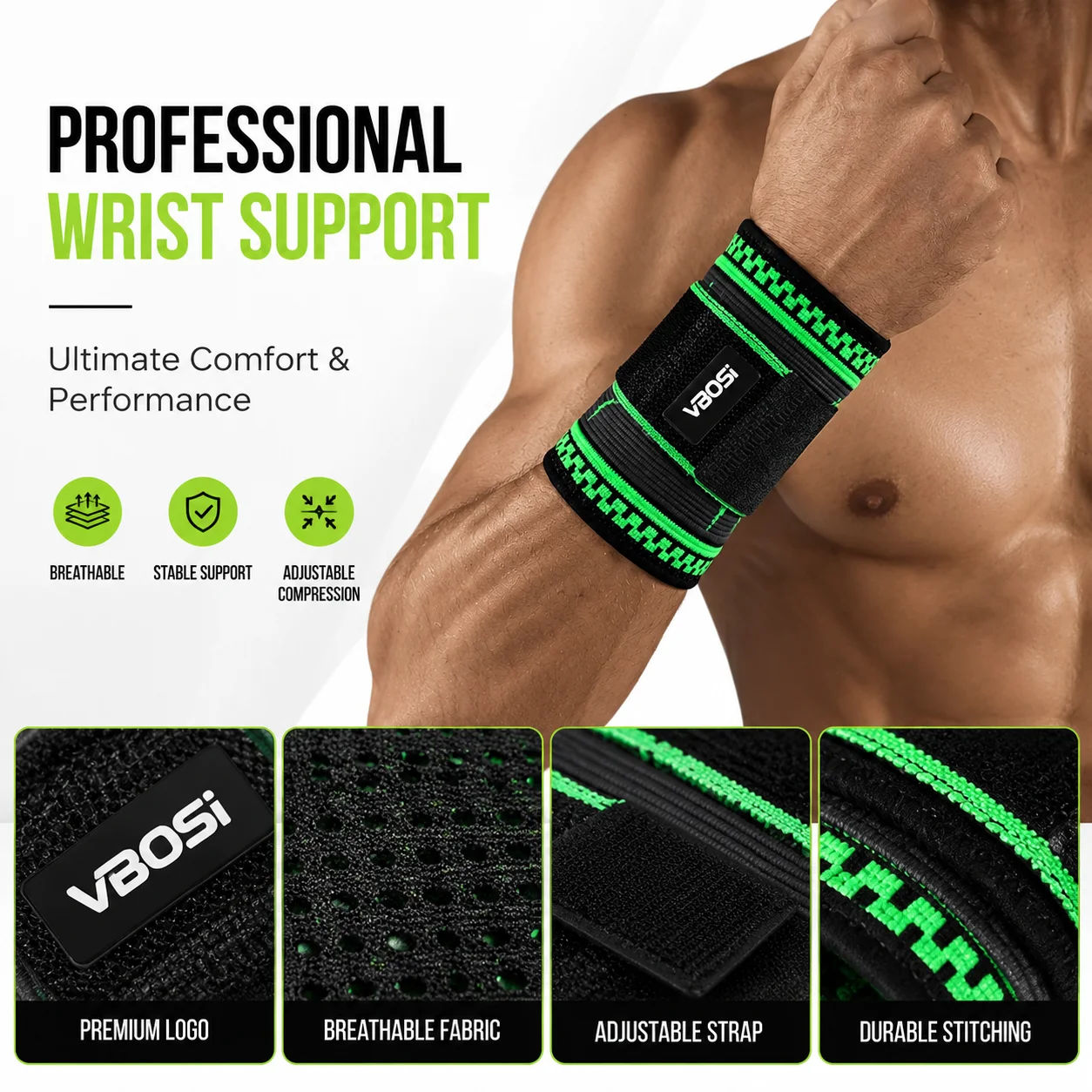 VBOSI 조절 가능한 손목 보호대 통기성 압박 손목  - Crossfit Workout Gear 리뷰 및 가격
